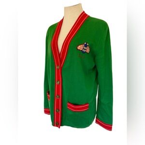 Gucci Green Bee Embroidered Cardigan